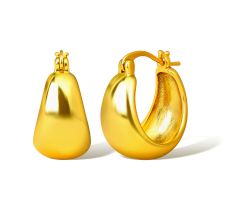 22k Yellow gold plated Hoop earring, Brass Handmade earring for women